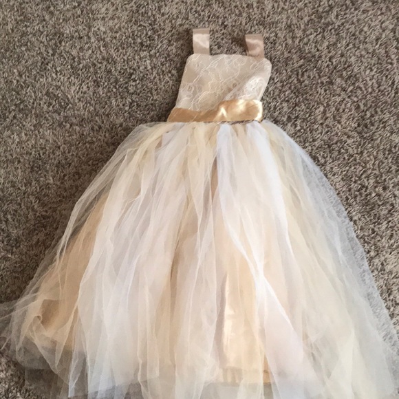 cream and gold flower girl dresses